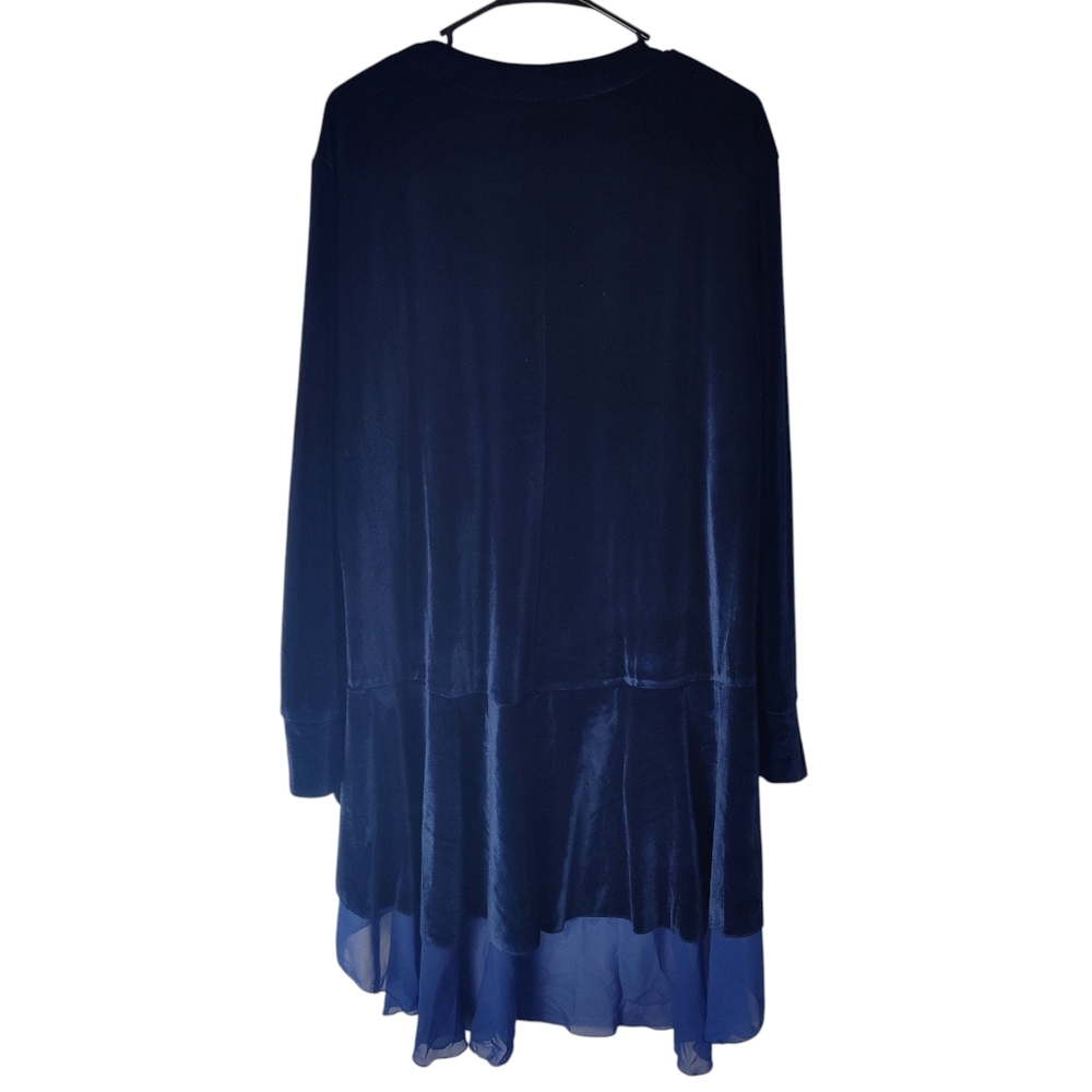 Lomantise Navy Blue Velvet Jacket Cover With Sheer Bottom Women's Size XL - Picture 2 of 7